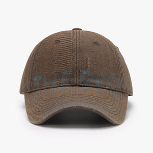 Gray blue adjustable letter graffiti curved brim soft top cap, stylish accessories by My Store with embroidered graffiti design.