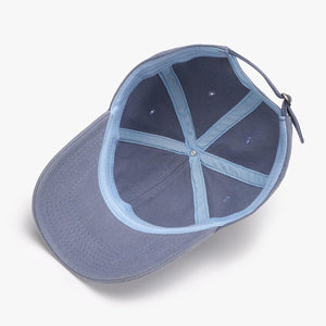 Gray blue Letter Graffiti curved brim soft top cap, adjustable accessories hat with bold letter design.
