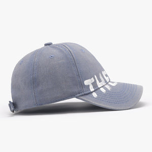 Gray and blue adjustable Letter Graffiti curved brim soft top cap, stylish accessories from My Store.