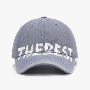 Gray and blue adjustable Letter Graffiti curved brim cap with soft top, stylish accessories by My Store.