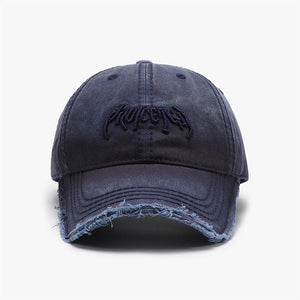 Black adjustable men's baseball cap with 3D embroidered letter design and soft cotton dome construction.