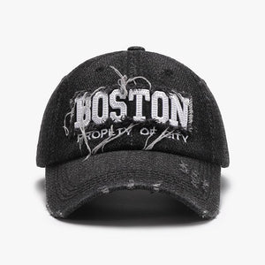 Black men's 3D embroidery soft peaked cap with adjustable cotton dome, outdoor accessory for comfortable sun protection.