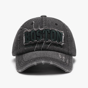 Men's black 3D embroidery soft peaked cap with adjustable cotton dome hat for outdoor wear, stylish accessory.