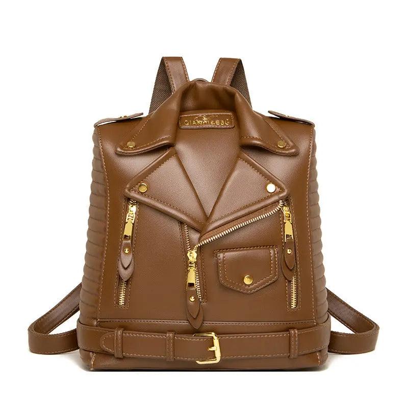 Trendy Leather Textured Jacket Backpack - MRC STOREAccessoriesMy StoreTrendy Leather Textured Jacket Backpack - MRC STOREMRC STORECJNS192752203CXLight Brown