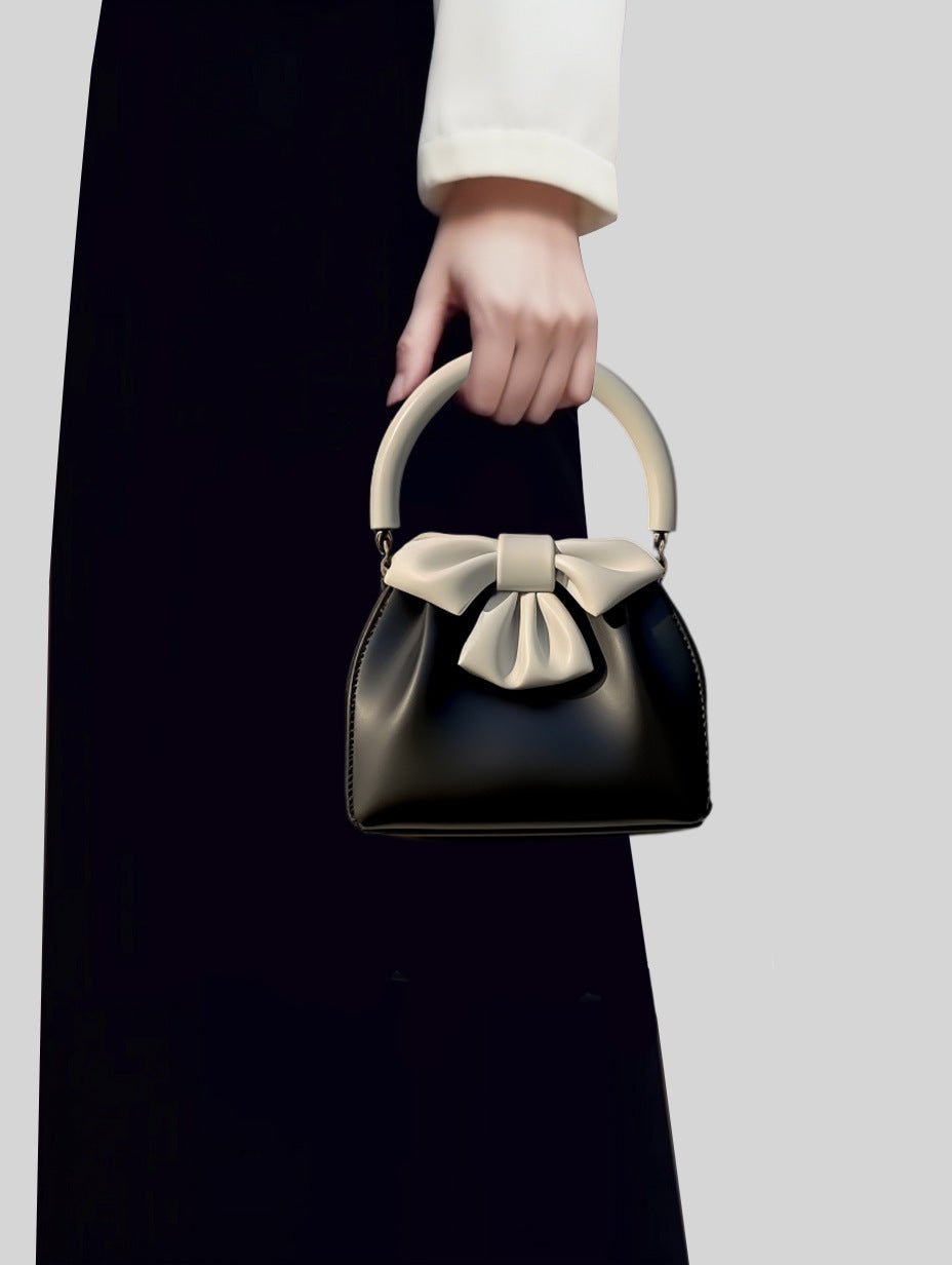 Women's Pleated Handbag Contrast Color Bow Bucket Bag - MRC STOREAccessoriesMy StoreWomen's Pleated Handbag Contrast Color Bow Bucket Bag My Store MRC STORECJNS230366601AZBlack