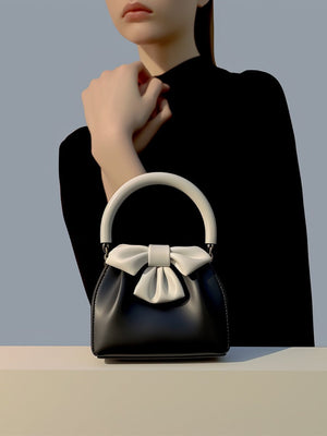 Women's Pleated Handbag Contrast Color Bow Bucket Bag - MRC STOREAccessoriesMy StoreWomen's Pleated Handbag Contrast Color Bow Bucket Bag My Store 25.99MRC STORECJNS230366601AZBlack