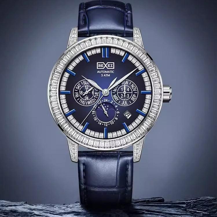 Bexei 9157 Luxury Men’s Watch – Blue Crystal Bezel, 5ATM Waterproof - MRC STOREAccessoriesMy StoreBEXEI 9157 Luxury Men's Watch – Blue Crystal Bezel, 46 Zircons, 5ATM Waterproof - MRC STOREMRC STORECJJX228254501AZBlue