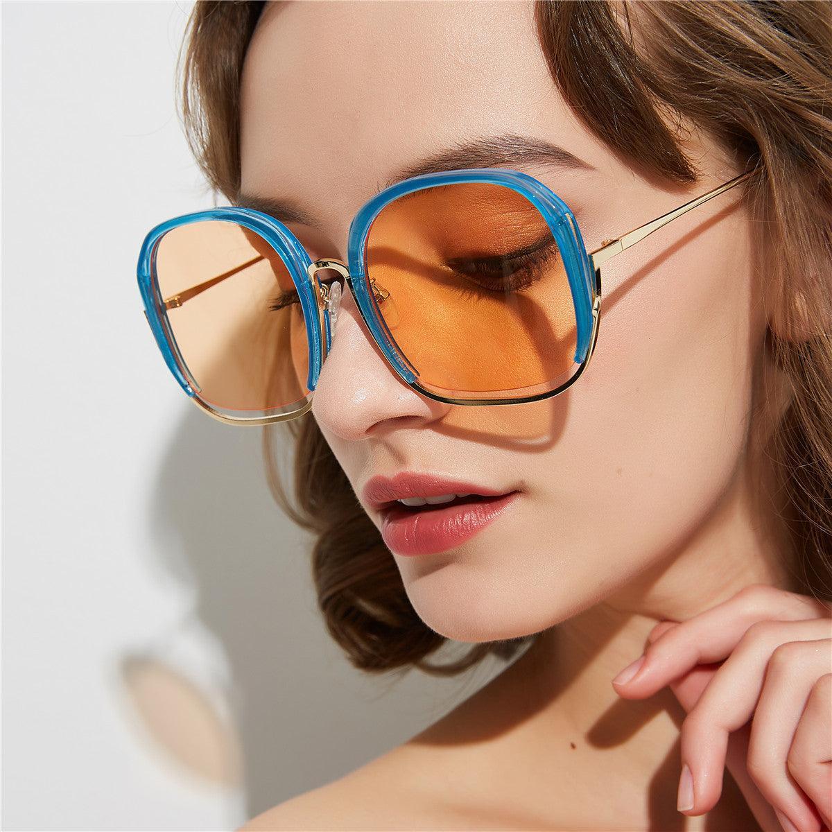 Colorful Fashionable Large Half - Frame Sunglasses – UV400 Protection - MRC STOREAccessoriesMy StoreColorful Fashionable Large Half - Frame Sunglasses – UV400 Protection - MRC STOREMRC STORECJYJ162042103CXBlue orange