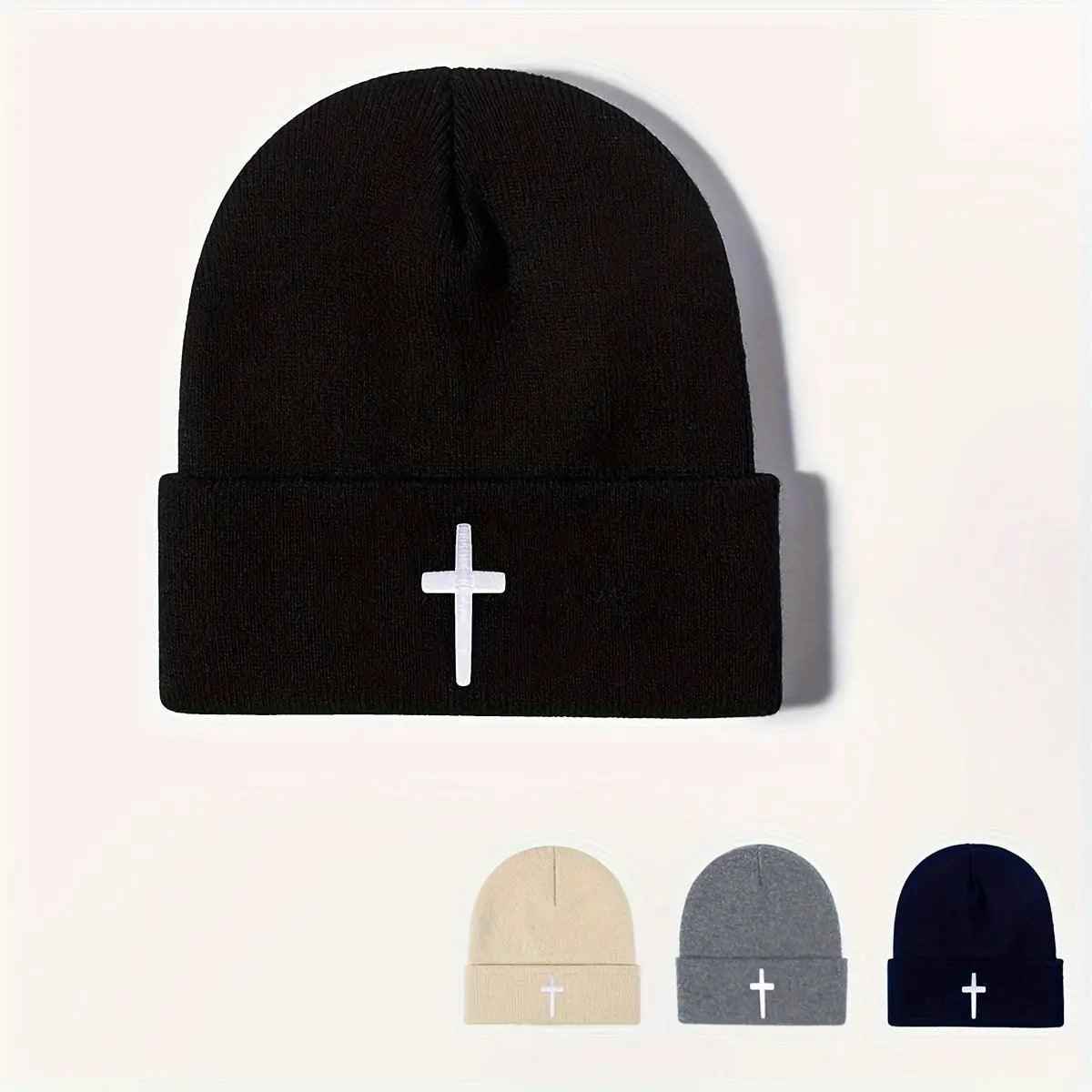 Embroidered Knit Cap - MRC STOREAccessoriesMy StoreEmbroidered Knit CapMRC STORECJBQ188541003CXEmbroidered Cross BeigeFree Size