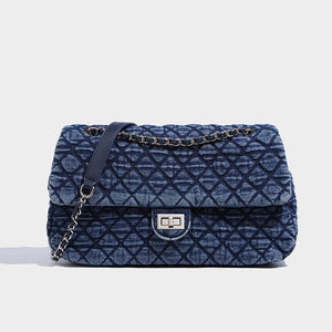 Commuter Bag - Large - Capacity Denim - MRC STOREBagMy StoreA large - capacity denim women's commuter shoulder messenger bag with chain details and a lock closure, in a gray and blue color scheme.MRC STORECJNS233902201AZBlack