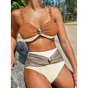 Women’s Split Swimsuit - Gold - Plated High Waist - MRC STOREbikini setMy StoreWomen’s Split Swimsuit - Gold - Plated High Waist My Store MRC STORECJYJ242736303CXChocolate Milk Color SwimsuitL