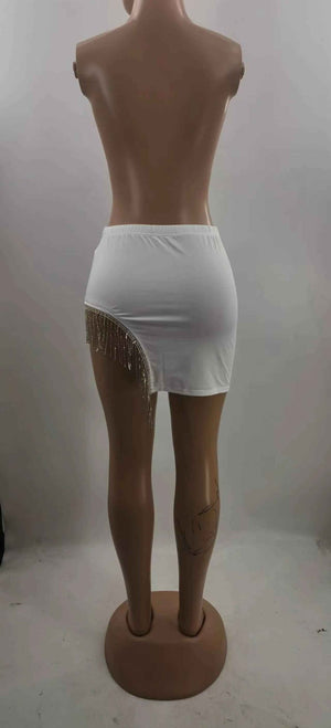 Rhinestone Tassel Skirt - MRC STOREbottomsMy StoreRhinestone Tassel SkirtMRC STORECJQZ202536303CXWhiteL