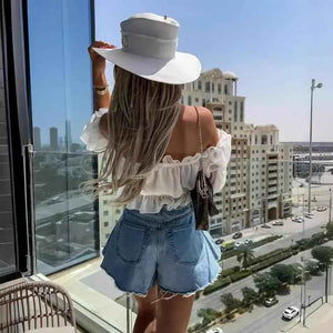 Fringe Denim Shorts - MRC STOREbottomsMy StoreFringe Denim ShortsMRC STORECJYD205929104DWBlueL