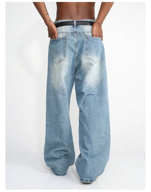 Men's Blue Straight Wide Leg Jeans – Casual Cotton Blend Trousers - MRC STOREbottomsMy StoreMen's Blue Straight Wide Leg Jeans – Casual Cotton Blend TrousersMRC STORECJXX224957803CXBlueL