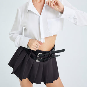 High Waist Slimming Double Belt Pleated Skirt - MRC STOREbottomsMy StoreHigh Waist Slimming Double Belt Pleated Skirt - MRC STOREMRC STORECJQZ1803068-Grey-LGreyL