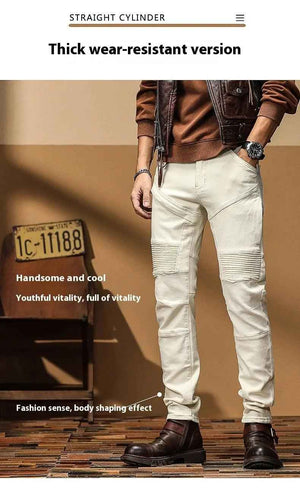 High End Slim Fit Motorcycle Jeans - MRC STOREbottomsMy StoreHigh End Slim Fit Motorcycle JeansMRC STORECJXX201236801AZWhite28