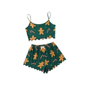 Women's Spaghetti Straps Sleeveless Pajamas – Fun & Festive Holiday Comfort - MRC STOREChristmasMy StoreWomen's Spaghetti Straps Sleeveless Pajamas – Fun & Festive Holiday Comfort - MRC STOREMRC STORECJYD189930439MNGingerbread ManL