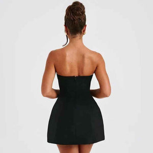 Black summer solid backless mini dress from My Store, showing a stylish sleeveless design with a fitted silhouette.