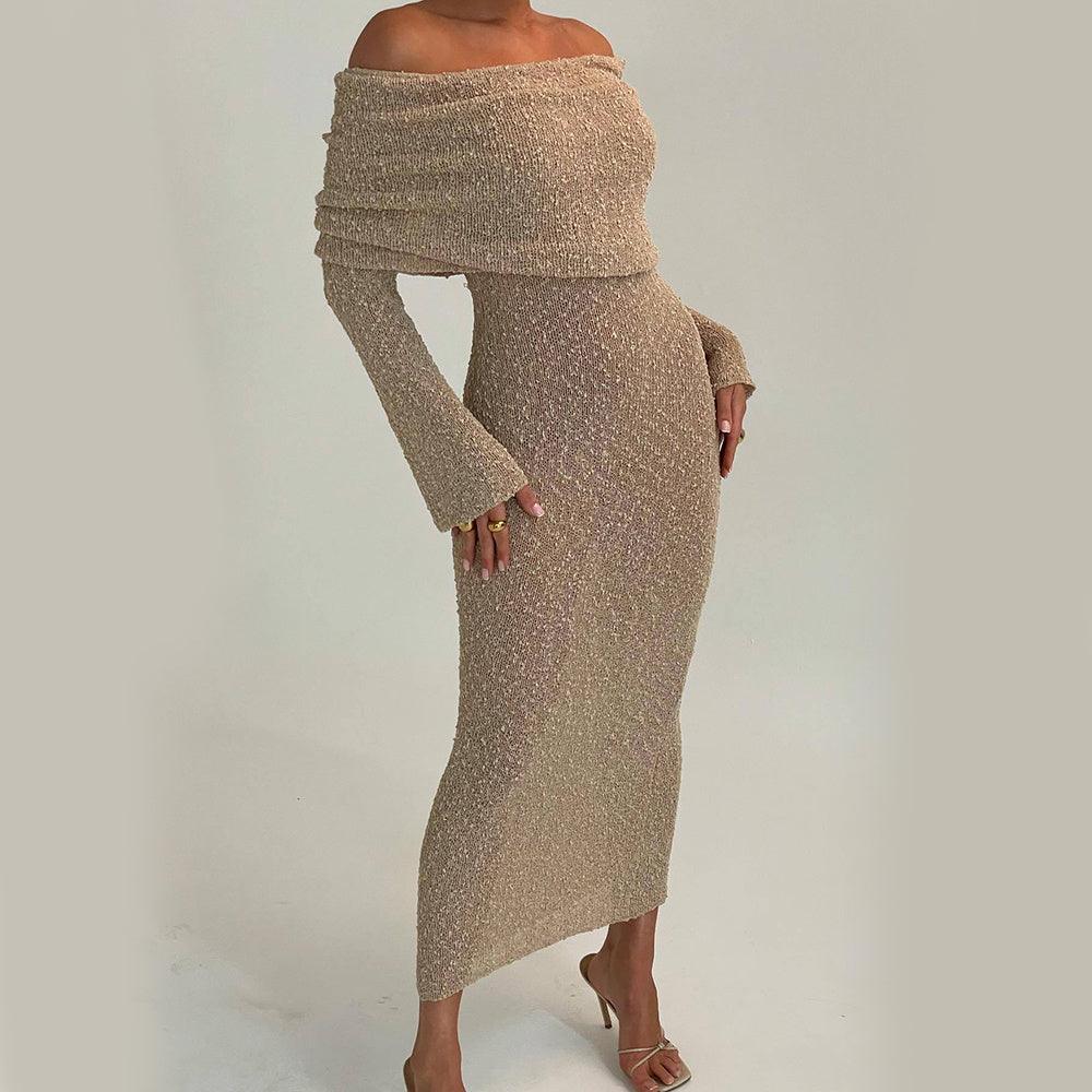 One Shoulder Knitted Long Dress – Women’s Beach Holiday Style - MRC STOREDressMy StoreNew One - Shoulder Knitted Long - Sleeved Dress – Beach Holiday Long Dress for Women - MRC STOREMRC STORECJLY205437103CXApricotL