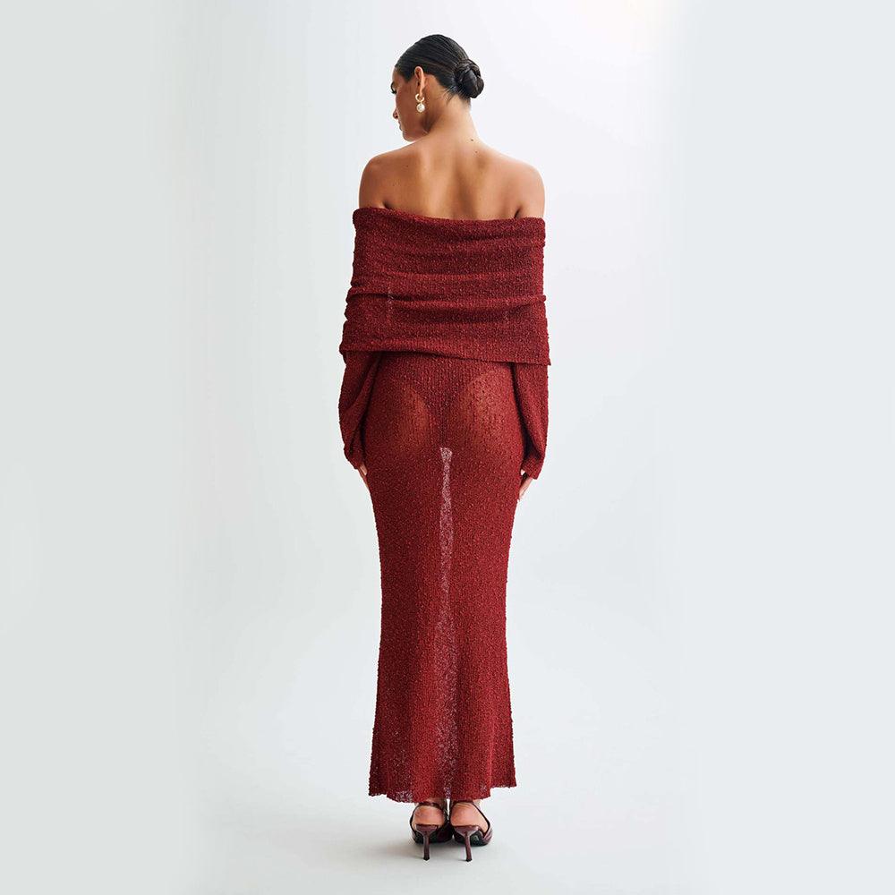One Shoulder Knitted Long Dress – Women’s Beach Holiday Style - MRC STOREDressMy StoreNew One - Shoulder Knitted Long - Sleeved Dress – Beach Holiday Long Dress for Women - MRC STOREMRC STORECJLY205437113MNRedL