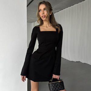 Chic Loose Square Collar Mid Waist Dress for Women - MRC STOREDressMy StoreChic Loose Square Collar Mid Waist Dress for Women - MRC STOREMRC STORECJLY227329203CXBlackL