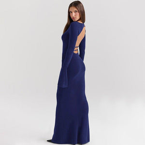 Elegant Backless Long Dress – Slim Fit, High Waist - MRC STOREDressMy StoreElegant Solid Color Dress Backless Slim Fit Long Dress – High Waist Fashion - MRC STOREMRC STORECJLY227849203CXBlueL