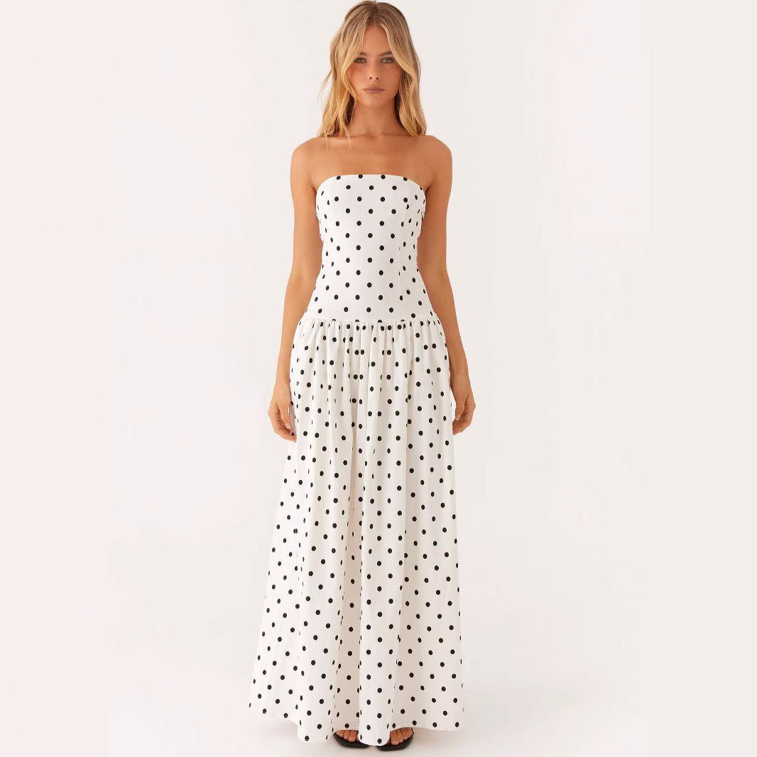 Women’s Tube Top Dress - Printed Long Style - MRC STOREDressMy Storewomen's printed tube top long dress – full front view with modelMRC STORECJLY244109306FUWhiteL