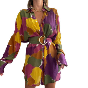 Women’s Shirt Dress - Printed V - Neck Long - MRC STOREDressMy StoreWomen’s Shirt Dress - Printed V - Neck Long My Store MRC STORECJLY134309403CXPicture colorL