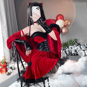 Halloween Witch Tabard Costume - Velvet 4 - Piece Set with Cloak, Belt, Gloves & Dress - MRC STOREHalloweenMy StoreHalloween Witch Tabard Costume - Velvet 4 - Piece Set with Cloak, Belt, Gloves & Dress - MRC STOREMRC STORECJTZ135368303CXRedL