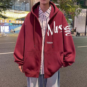 Letter Print Full Zip Hoodie – Hong Kong Style - MRC STOREHoodieMy StoreHong Kong Style Letter Printed Full Zip Hoodie – Cozy & Stylish Outerwear for Youth - MRC STOREMRC STORECJWY219286934HSWine Red Regular2XL