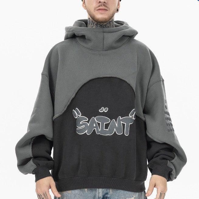 Contrast Velvet Hooded Sweatshirt – Padded - MRC STOREHoodieMy StoreStitching Contrast Color Velvet Padded Hooded Sweatshirt - Pullover in Black & Purple - MRC STOREMRC STORECJWY197627602BYBlackL