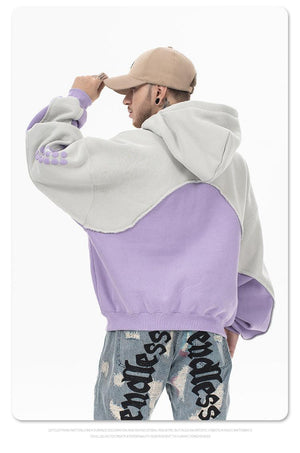 Contrast Velvet Hooded Sweatshirt – Padded - MRC STOREHoodieMy StoreStitching Contrast Color Velvet Padded Hooded Sweatshirt - Pullover in Black & Purple - MRC STOREMRC STORECJWY197627605EVPurpleL