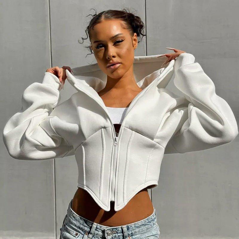Long Sleeve Zipper Hooded Cardigan - Ultra Short Casual Top - MRC STOREHoodieMy StoreLong Sleeve Zipper Hooded Cardigan - Ultra Short Casual Top - MRC STOREMRC STORECJMY222321706FUWhiteL