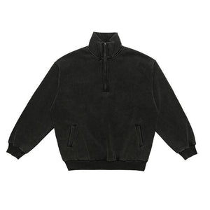 Retro Distressed Half Zipper Brushed Hoodie for Couples - Loose Fit, Thick Cotton, Washing Black - MRC STOREHoodieMy StoreRetro Distressed Half Zipper Brushed Hoodie for Couples - Loose Fit, Thick Cotton, Washing Black - MRC STOREMRC STORECJWY216096603CXWashing BlackL