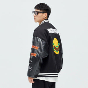 Heavy Baseball Cotton Padded Coat - MRC STOREJacketsMy StoreA person wearing an orange baseball - style cotton padded coat with black details and text on the sleeves, over a white top.MRC STORECJPK213787602BYBlackL