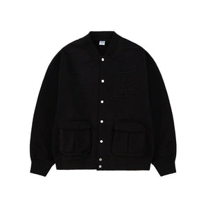 Loose Fit Letter Embroidered Baseball Jacket - MRC STOREJacketsMy StoreLoose Fit Letter Embroidered Baseball Jacket – Thick & Stylish - MRC STOREMRC STORECJQB170925305EVBlackL