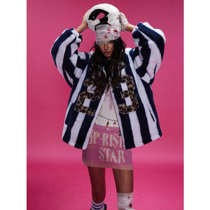 Lamb Wool Coat – Retro Plaid - MRC STOREJacketsMy StoreFashion Coat Personalized Women's Lamb Wool Coat – Retro Plaid and Solid Design for Teens - MRC STOREMRC STORECJPK217128002BYBlue And White StripesL