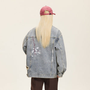 Unisex Washed Graffiti Ripped Denim Jacket - Retro - MRC STOREJacketsMy StoreUnisex Washed Graffiti Ripped Denim Jacket - Retro My Store MRC STORECJXZ246504604DWBlue High Quality2XL