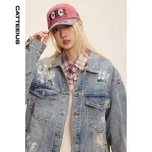 Unisex Washed Graffiti Ripped Denim Jacket - Retro - MRC STOREJacketsMy StoreUnisex Washed Graffiti Ripped Denim Jacket - Retro My Store MRC STORECJXZ246504604DWBlue High Quality2XL
