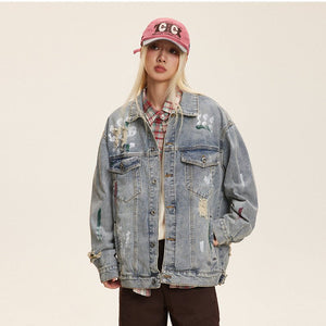 Unisex Washed Graffiti Ripped Denim Jacket - Retro - MRC STOREJacketsMy StoreUnisex Washed Graffiti Ripped Denim Jacket - Retro My Store 39.00MRC STORECJXZ246504604DWBlue High Quality2XL