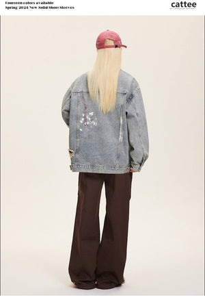 Unisex Washed Graffiti Ripped Denim Jacket - Retro - MRC STOREJacketsMy StoreUnisex Washed Graffiti Ripped Denim Jacket - Retro My Store MRC STORECJXZ246504604DWBlue High Quality2XL