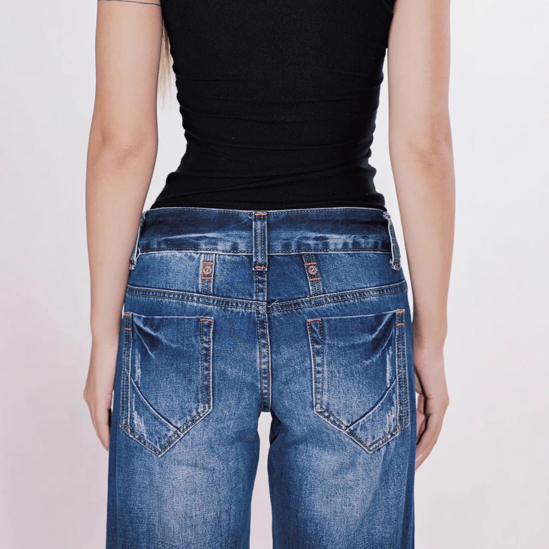 Retro Jeans - Low Waist Washed Blue - MRC STOREjeansMy StoreWomen’s Retro Jeans - Low Waist Washed Blue My Store MRC STORECJNZ235199003CXDark Blue Common StyleM
