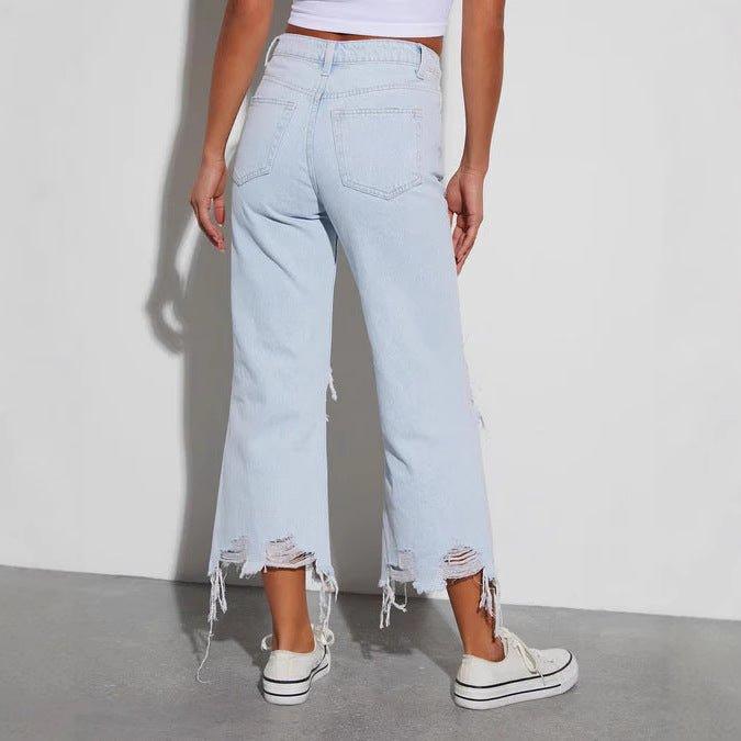 Women’s Mid Waist Ripped Cropped Jeans – Loose Fit Casual Denim Pants - MRC STOREjeansMy StoreWomen’s Mid Waist Ripped Cropped Jeans – Loose Fit Casual Denim Pants - MRC STOREMRC STORECJNZ226077103CXLight BlueL