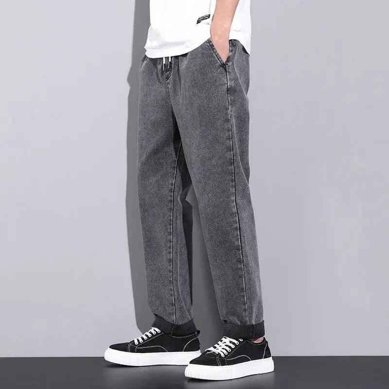 Gray summer wide jeans by My Store, showcasing a relaxed fit and durable denim fabric, styled for casual wear.