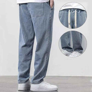 Gray summer wide jeans from My Store, featuring a relaxed fit and durable denim fabric, shown on a model.