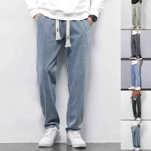 Gray summer wide jeans by My Store, featuring a relaxed fit and sturdy denim design, shown in size 4XL.