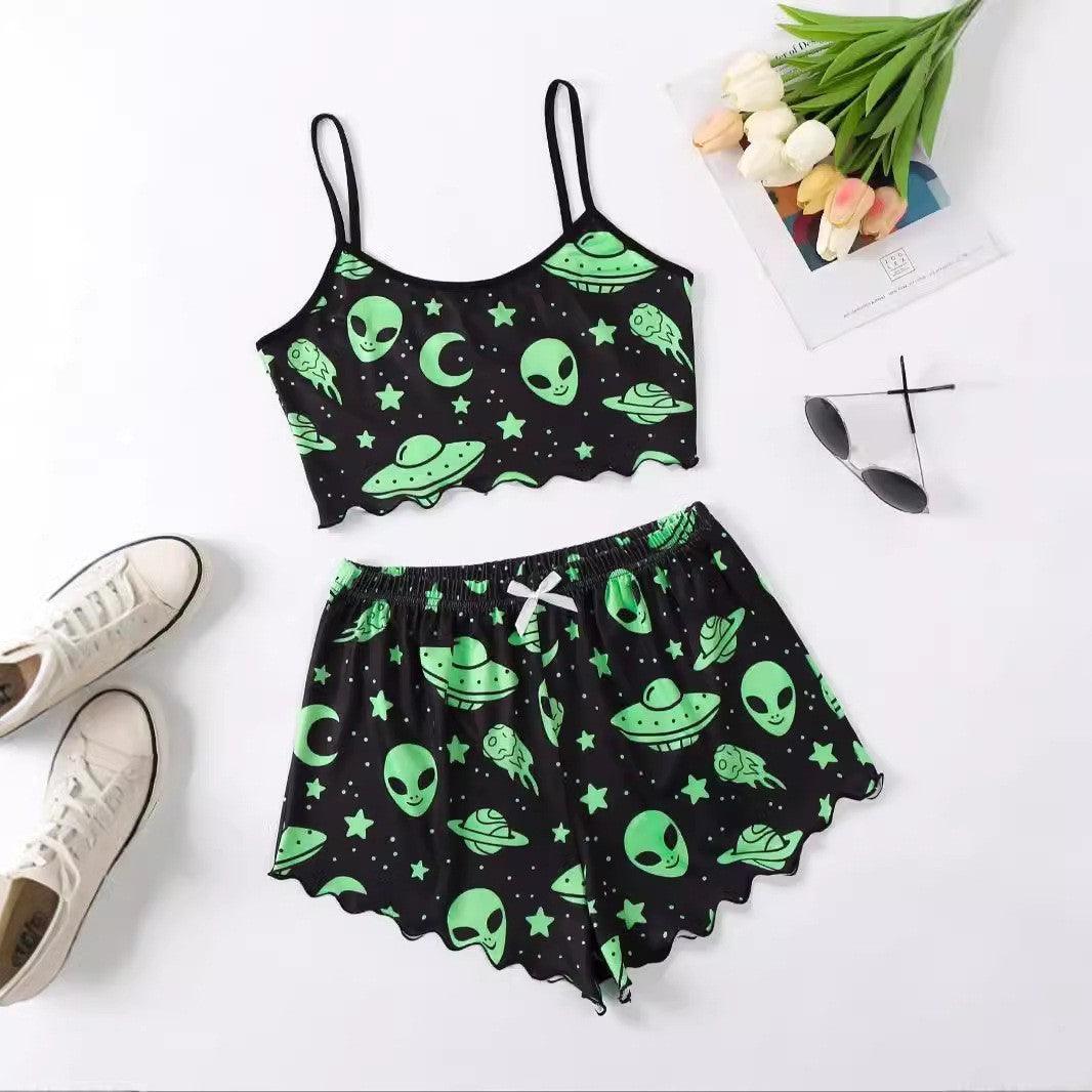 Halloween Pumpkin Print Sleeveless Sling Top and Shorts Pajama Set - MRC STOREsetMy StoreHalloween Pumpkin Print Sleeveless Sling Top and Shorts Pajama Set - MRC STOREMRC STORECJYD215179439MN9895styleL