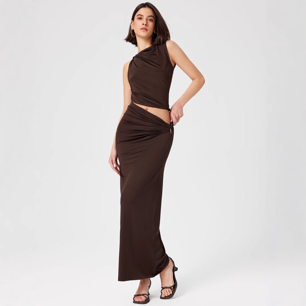 Women’s Fashion Suit - Sleeveless Long Skirt Set - MRC STOREsetMy StoreWomen’s Fashion Suit - Sleeveless Long Skirt Set My Store MRC STORECJYD238238819SHBlackL