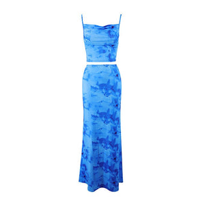 Women’s Two - Piece Set - Floral Midriff Skirt - MRC STOREsetMy StoreWomen’s Two - Piece Set - Floral Midriff Skirt My Store MRC STORECJLS234985803CXBlueL