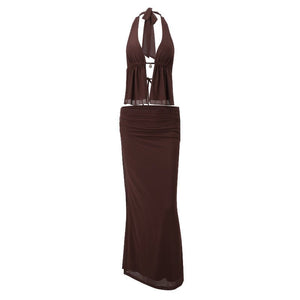 Women’s Halter Skirt Suit - Cut - Out Brown Set - MRC STOREsetMy StoreWomen’s Halter Skirt Suit - Cut - Out Brown Set My Store MRC STORECJLS237615903CXBrownL
